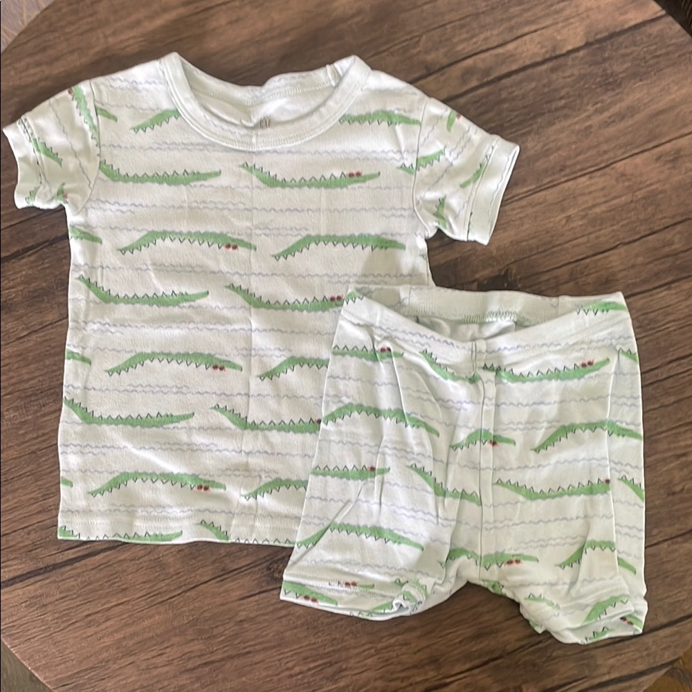 Green Alligator Print Baby Outfit